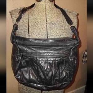Black 100% leather handbag made in the USA